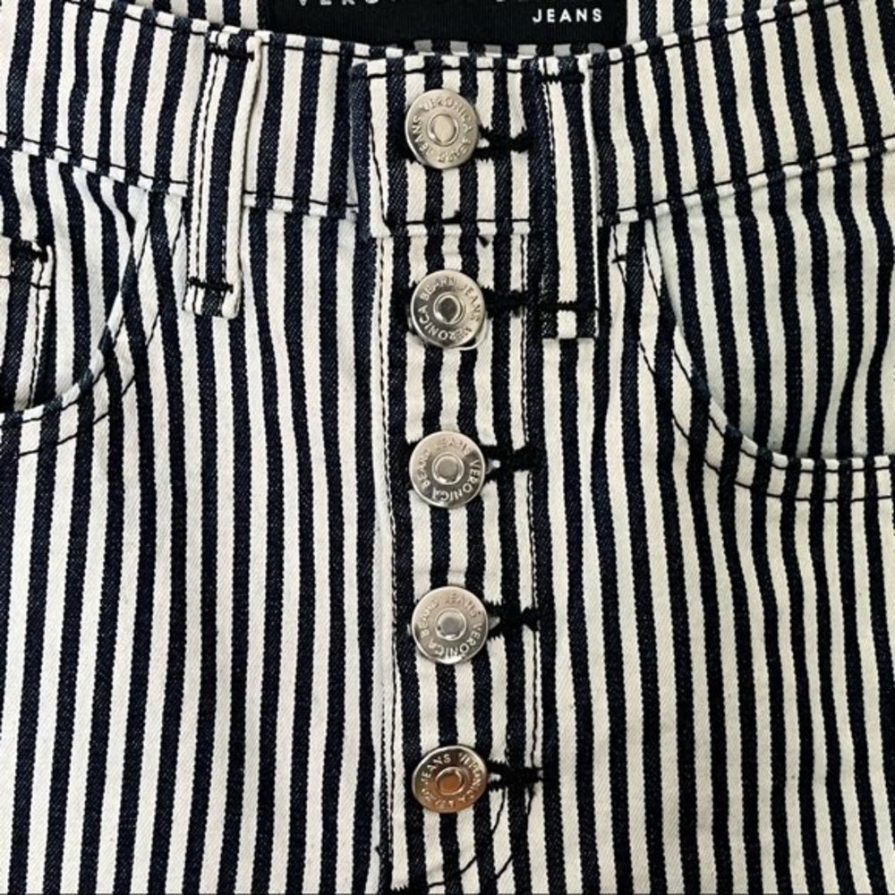 Veronica Beard Striped Boot Cut Jeans with Side Detail - Picture 13 of 15